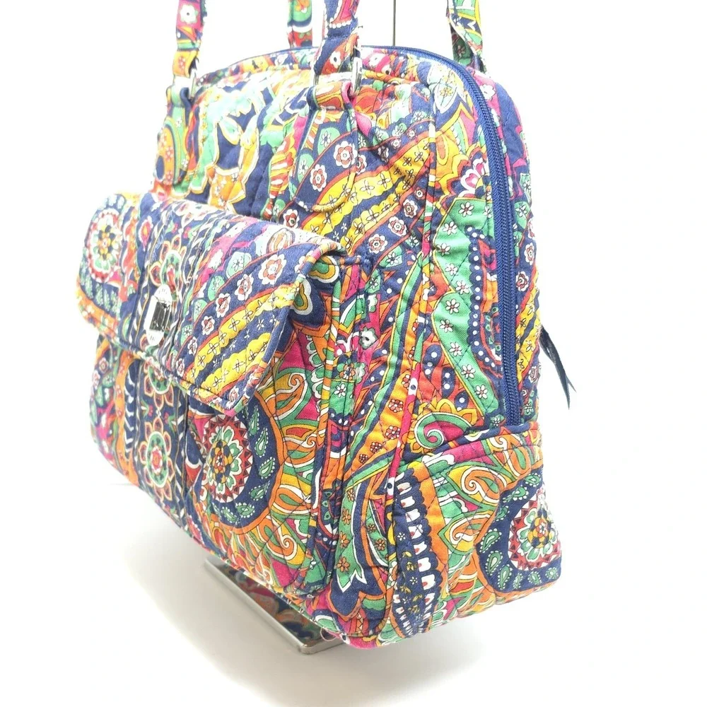Vera Bradley Turnlock Satchel Bag Venetian Paisley Multicolor Quilted Handbag